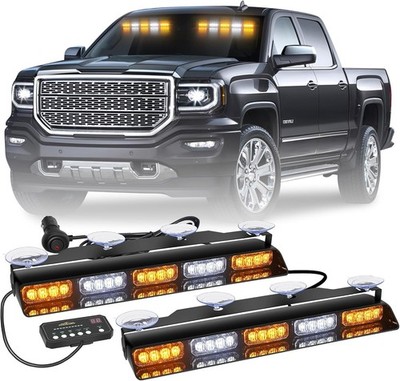 XRIDONSEN 2x 17 inch Emergency Dash Strobe Lights for Trucks Interior Front/Rear