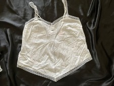 Vtg Victoria's Secret Sleep Tank Top Cami Sz. S White Cotton Lace Trim Boho
