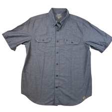 Carhartt Shirt Mens Large Relaxed Fit Chambray Button-Up Workwear Pockets