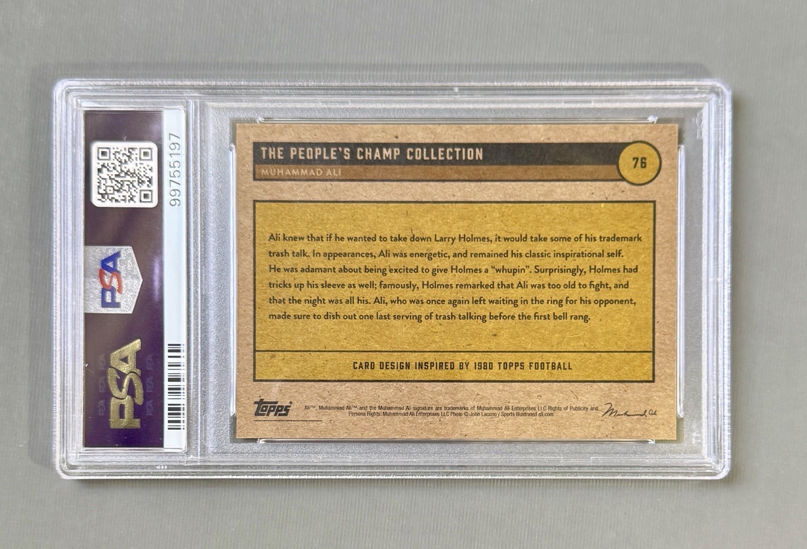 2021 Topps Muhammad Ali The Peoples Champ #76 Mocking Holmes - Silver /5, PSA 10 view 3