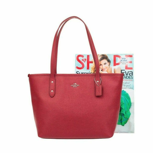 coach red tote