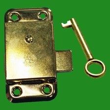 1x 2" Inch 52mm Brass Door Lock & Key For Wardrobe Cupboard Cabinet Desk Drawer