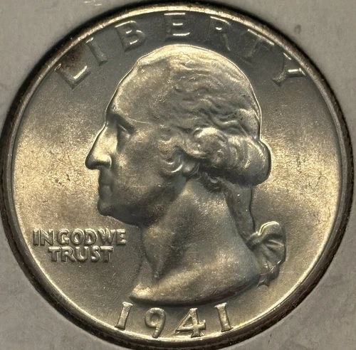 1941 GEM BU ORIGINAL SURFACES Philadelphia Mint Silver Washington Quarter. 023