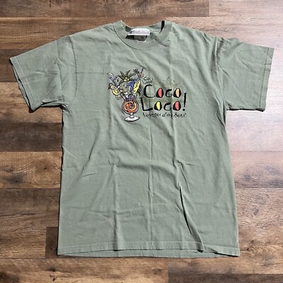VINTAGE Royal Caribbean Shirt Mens Large Green Top Coco Loco Tee Adults M