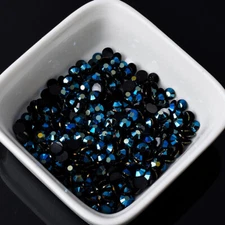 Jelly Ink Blue AB Crystal Multiple Facets Resin Flat Back Rhinestones Use Glue
