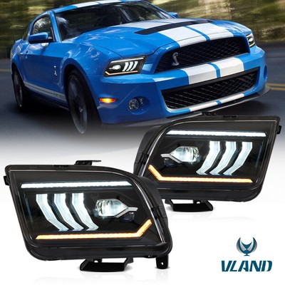 LED Projector Headlights Assembly For 2005-2009 Ford Mustang w/ Dynamic Light