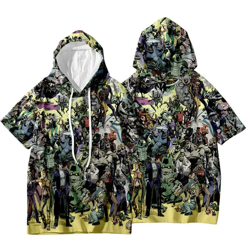 JoJo's Bizarre Adventure Jotaro Kujo Short Sleeve Hoodie Shirt Thin Material