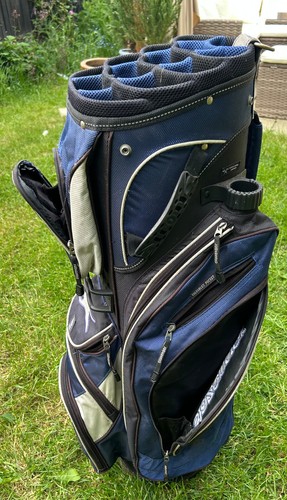 Slazenger Golf Cart Bag 13-Way Divider Zipped Pockets, Blue and Black - Picture 2 of 13