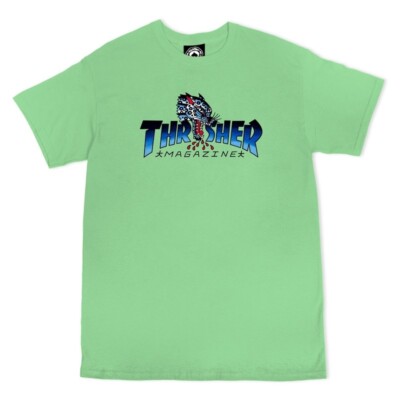 Thrasher T-Shirt Leopard Mag Logo Mint Grün Lifestyle Tee Skate Krak Magazine S