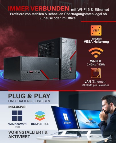 Mini Home-Office PC Nano Plus AMD WIN 11 PRO Computer 16GB RAM 512GBSSD schnell - Bild 5 von 7