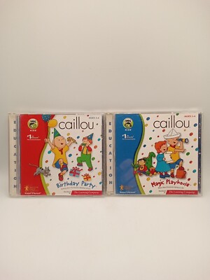 Caillou BIRTHDAY PARTY & MAGIC PLAYHOUSE  2-CD-ROM Bundle For WIN/MAC Used 