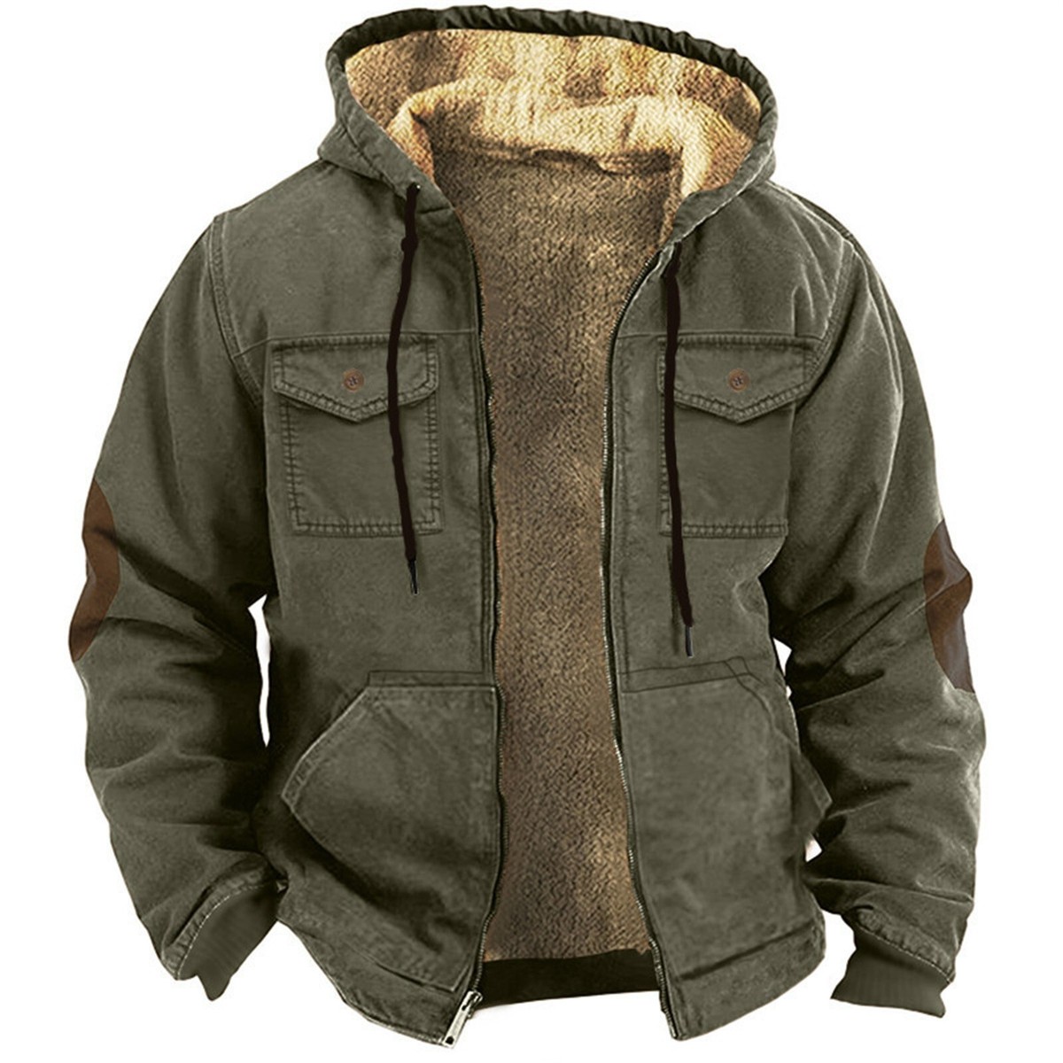 Warm Mens Casual Padded Hooded Jacket Winter Soft Comfort Coat