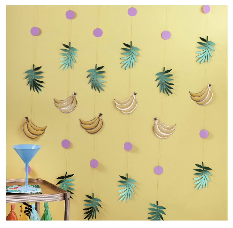 Ginger Ray Backdrop Gold Foiled Banana And Leaf Backdrop. Free UK Postage