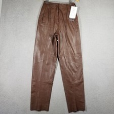 VAKKO Vintage Brown Leather Pants 26X32 Fit High Waist 70's 80's 360
