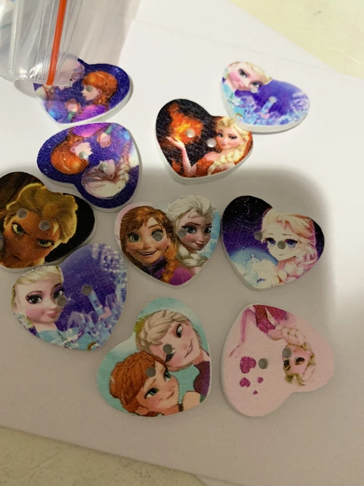 20 шт. смешанные пуговицы для шитья деревянных картин сердце принцессы 2 отверстия для скрапбукинга - Изображение 3 из 3