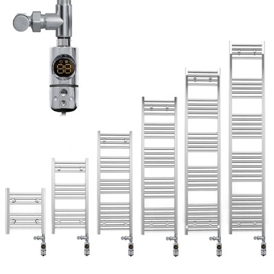 300 mm breiter Dual Fuel Chrom beheizter Handtuchheizkörper mit AF-Thermostat-Kits