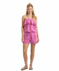 pink strapless romper