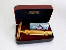 Gillette 1930's New Bar Handle DE Safety Razor Set in Case  CLEAN