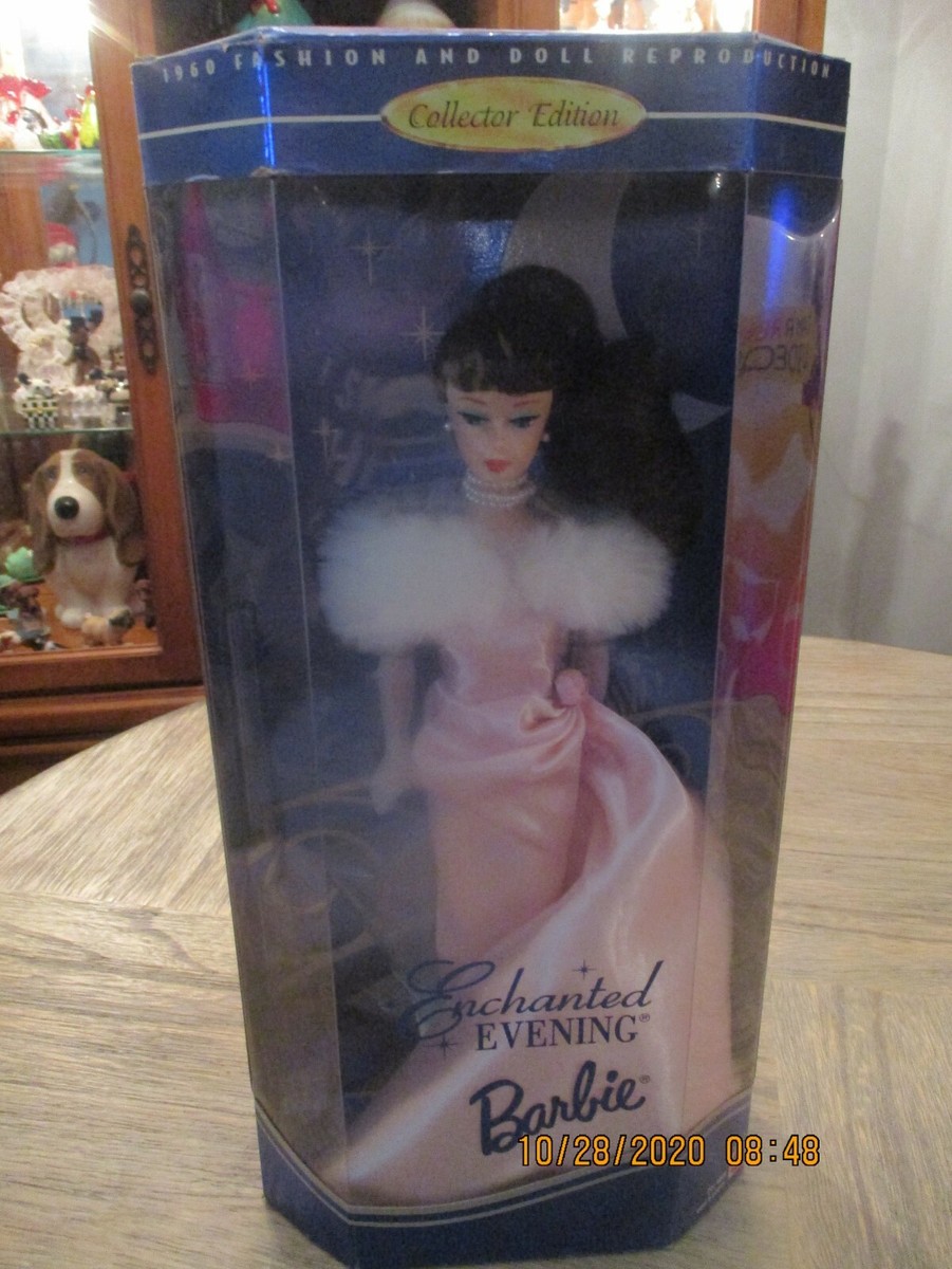 1995 Enchanted Evening Barbie Doll NEW Pink Satin Gown Brown
