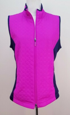 GREG NORMAN Sonic Golf Wind Vest, Womens Sz M, Fuchsia Pink Purple, Zipper, NEW