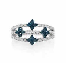 Attractive Blue ,White Round Cubic Zirconia Unique Engagement Ring In 935 Silver
