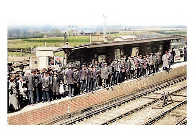 ptc8778 - Cambs' - Crowd waits for Train, Chatteris Rail Stn. c1910 - print 6x4