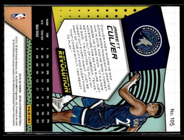 2019-20 Panini Revolution #105 Jarrett Culver RC  BK01R05A - Image 2 of 2