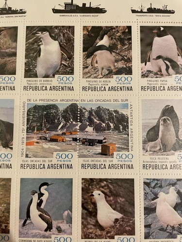 Argentina's Presence In The South Orkneys Sealife Complete Souvenir Sheet of 12 - Picture 5 of 7