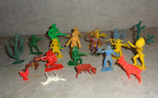 20 PIECE LOT VINTAGE PLASTIC TOY COWBOYS INDIANS ANIMALS
