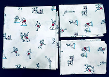 Rare FULL Set of 3 by Pottery Barn Kids FLAT Sheet 2 PILLOWCASES Sport Pattern