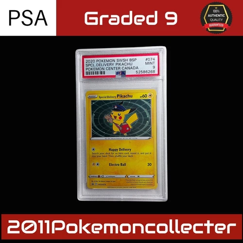 POKÉMON 2020 SWSH074 SPECIAL DELIVERY PIKACHU POKÉMON CENTER CANADA MINT PSA 9