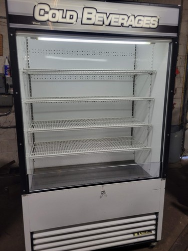 TRUE TAC-48 48" VERTICAL AIR CURTAIN REFRIGERATED OPEN MERCHANDISER NIGHT SHADE