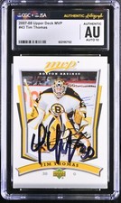 Tim Thomas Signed 2007-08 Upper Deck MVP Card #43 Bruins CGC AU JSA 10 Auto