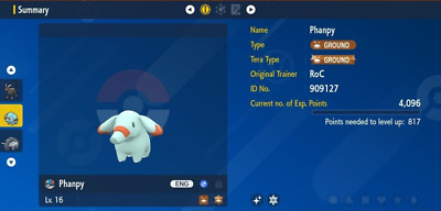 Pokemon Scarlet & Violet 6IV Shiny Phanpy Max EVs