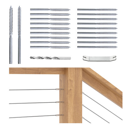 Muzata T316 Swage Lag Screws Left & Right for 1/8'' Cable Railing Hardware CK17