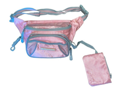 Vintage Eastsport Belt Bag Pink Gray Women Fanny Pack With Coin Purse 90s Retro