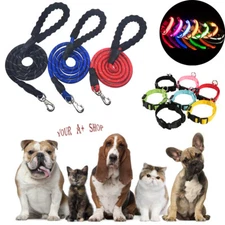 Pet LED Dog Collar Plus 5 FT Dog Lead Leash Reflective Rope For Training Walking