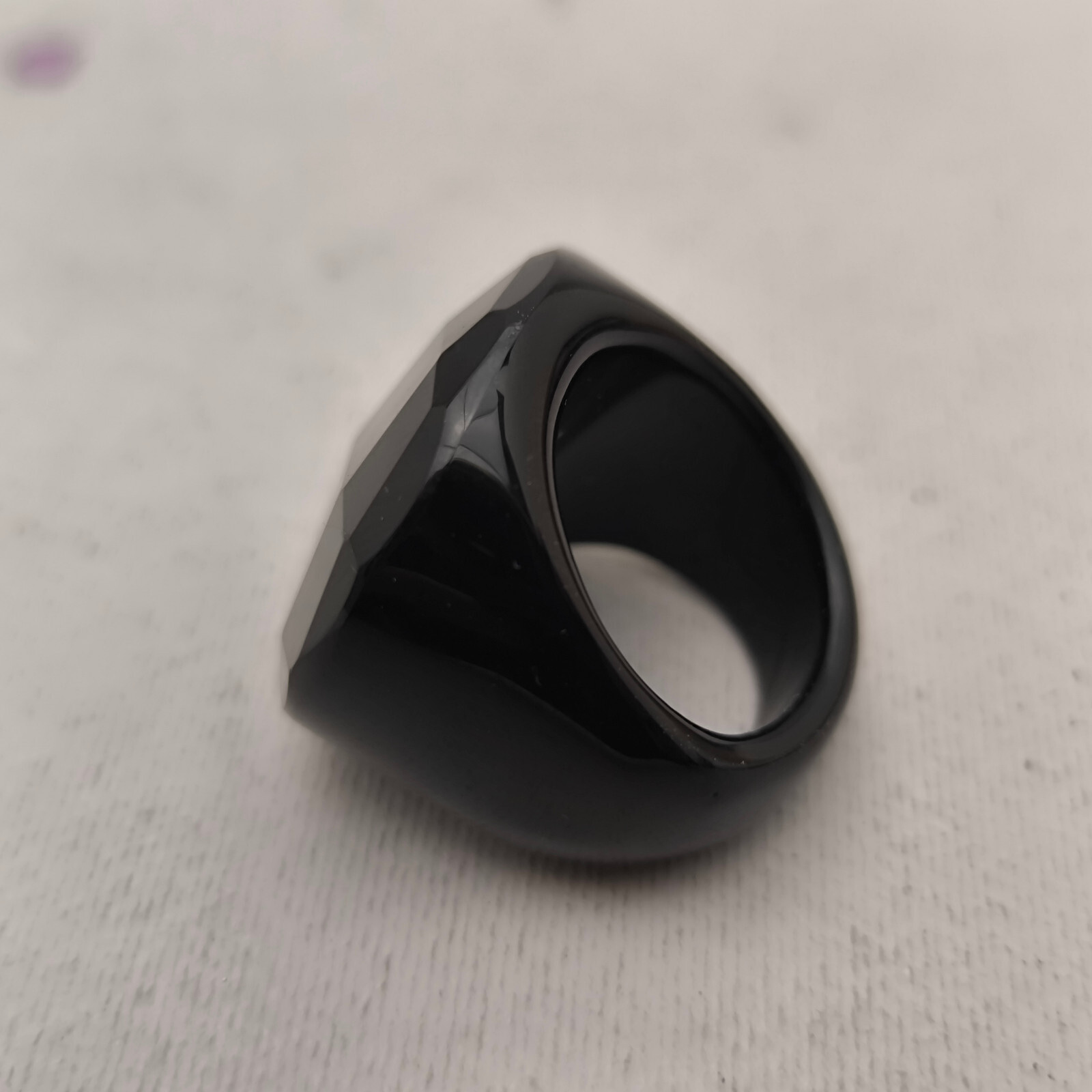 BIG HEAD-RING ONYX  RECTANGULAR FACETED VINTAGE E… - image 3