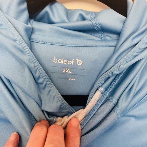 BALEAF Light Blue Long Sleeve Hooded Thumb Holes Athletic Running Shirt Size 2XL - Picture 3 of 10