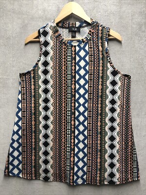 AGB Womens Top Size Large Sleeveless Geometric Multicolored Hippie Groovy