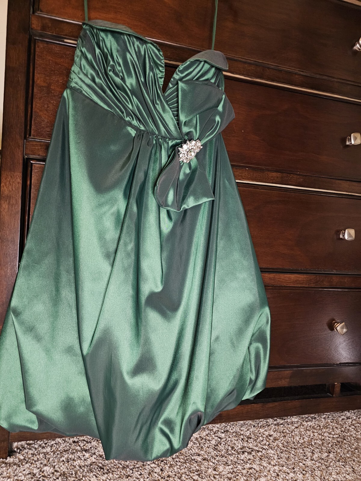 Jan's Boutique Emerald Green Satin Cocktail Dress eBay