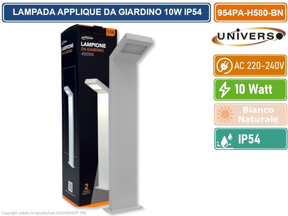 LAMPADA APPLIQUE LED DA GIARDINO 10W SMD IP54 LAMPIONE BOLLARD DA TERRA
