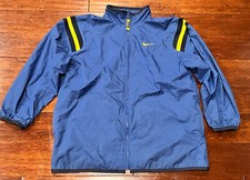 Vintage Nike Boys Blue Yellow Full Zip Nylon Fleece Lined Track Jacket L 14-16