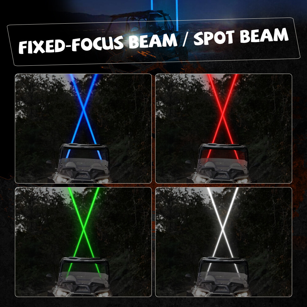2X UTV Laser RGB LED Whip Light Whipless Antenna Remote For Polaris RZR 1000 XP