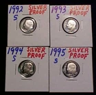 1992-S - 1999-S GEM PROOF SILVER Roosevelt Dimes - 8 Total Coins