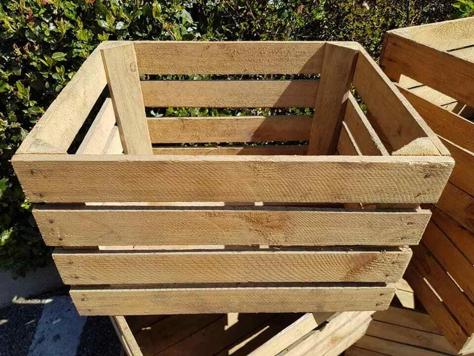Wooden Crate Boxes Storage Apple Fruit Plain Wood Box Craft Crates Furniture - Image 2 of 4