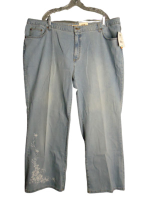 Faded Glory Floral Embroidered Stretch Jeans Light Wash Womens 26W