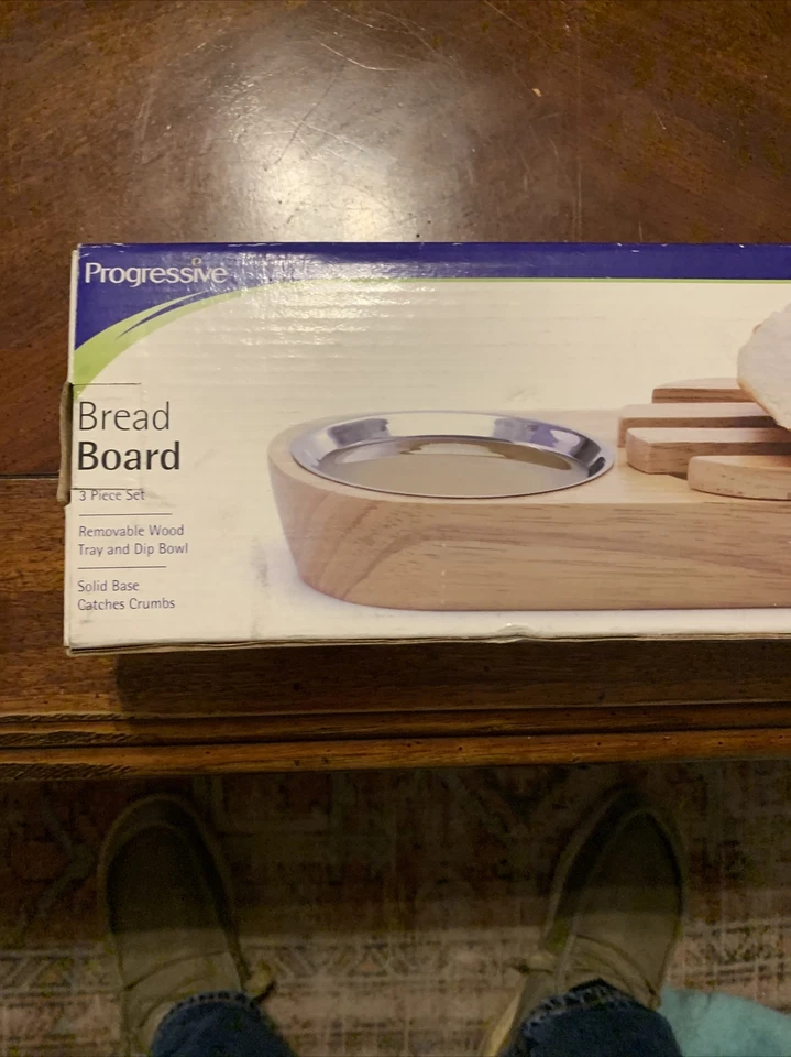Progressive Bread Board 3 Piece Set Removable Wood Tray And Dip Bowl New - Image 2 of 4