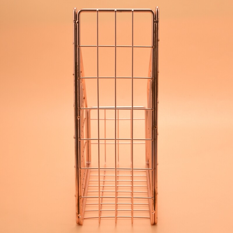 Rose Gold Electroplated Iron Book Holder Desktop Shelf File Magazine