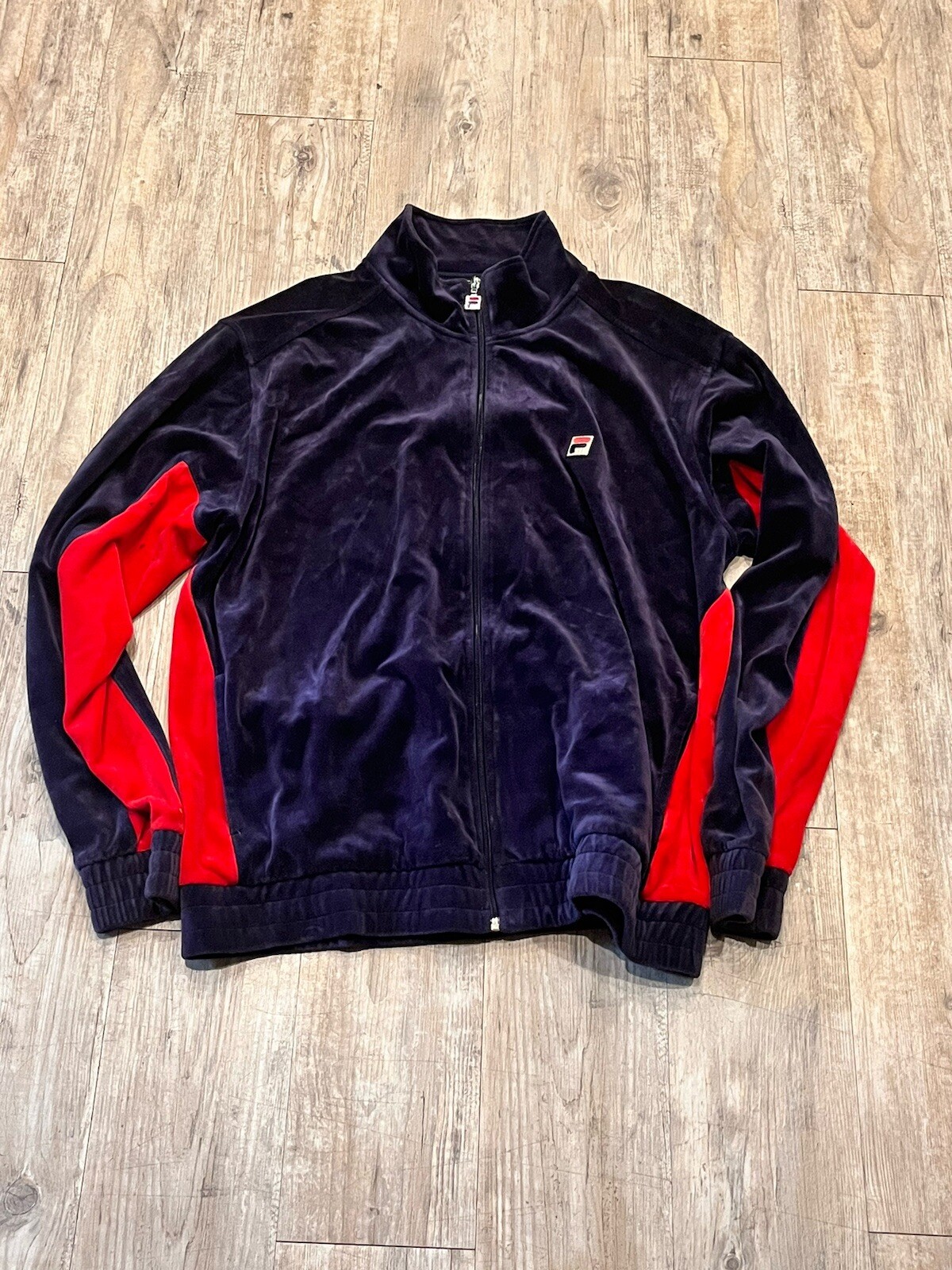 GIACCA PISTA VINTAGE FILA VELLUTO ANNI 70 80 BLUe ROSSO RETRO ZIP UP XL